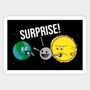 Solar Eclipse 2024 Moon Covering the Sun Funny Cartoon Sticker